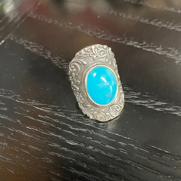 Sterling Silver and Turquoise Ring Size 9 - Picture 1 of 6